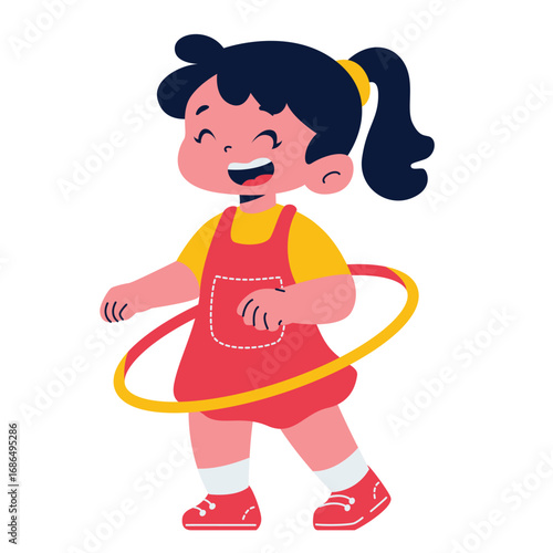 a girl playing with hula hoop illustration