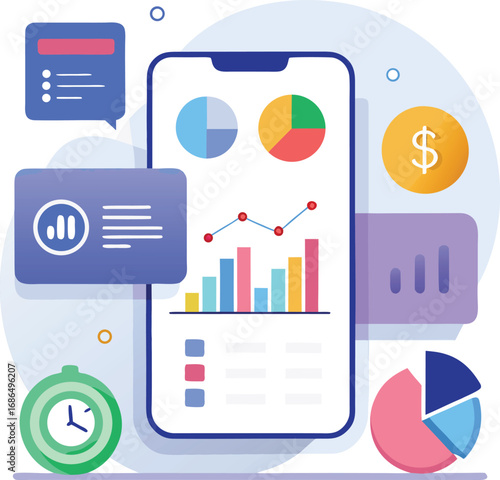 Minimal Vector Of Finance App Interface Charts And Graph