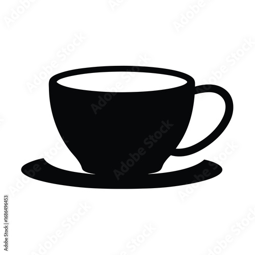 Stylized vector icon depicting a cup of tea or coffee on saucer