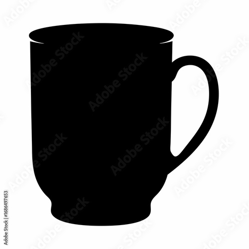 Silhouette of a classic coffee mug with a comfortable handle shape