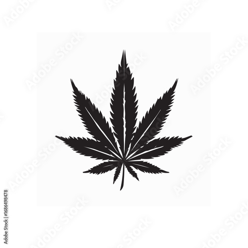 Cannabis Leaf Silhouette on White Background Vector Illustration