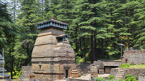 Canvastavla Majestic view of the Dandeshwar Temple, an illustrious 9th-century monument, hailed as one of the most towering and grand temples in the Kumaon region, Jageshwar, Uttarakhand, India