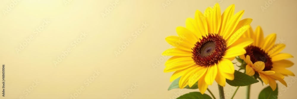 Obraz premium Elegant sunflower, minimalist neutral setting, summer, organic