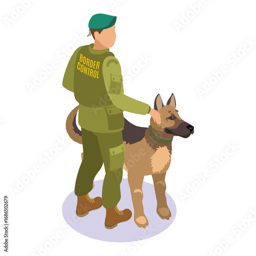 Border Patrol Officer with German Shepherd Dog - Security and Protection
