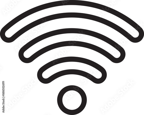 Simple black outline of a wireless internet signal icon on a white background