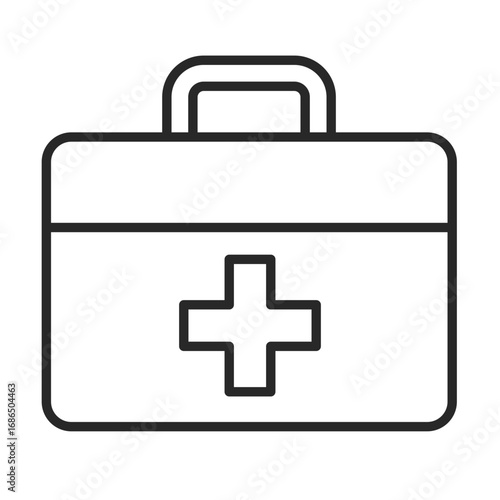 First aid kit line icon for labor protection and workplace safety vector.