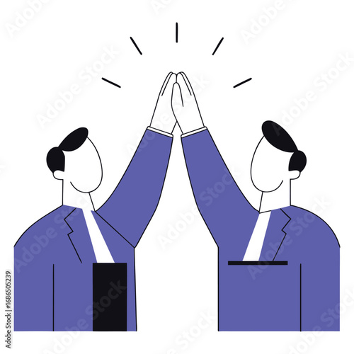 Teamwork Success Collaboration Partnership High Five Business Achievement on White Background