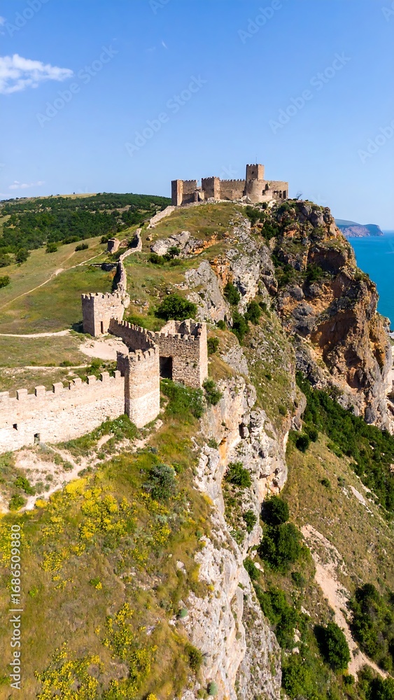 Fototapeta premium Ancient Fortress on Cliffside