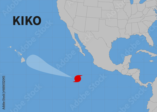 Hurricane Kiko. Hurricane heads towards Hawaii. Vector