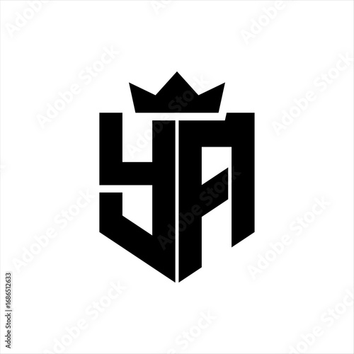 YA Vector image of a shield with a sharp geometric style and a pointed crown