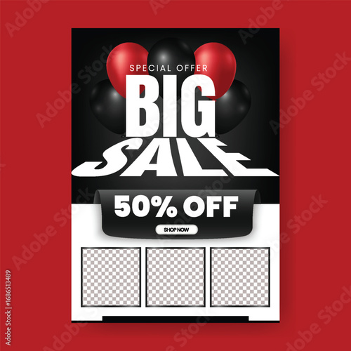 Modern Black Friday Fashion Retail Flyer Poster Template with Discount Offer Brochure, Leaflet Promotion Concept, Stylish Bold Text Headlines Background Design for Sale Event Marketing
