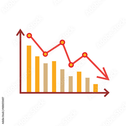 Vector Illustration Of Line Graph Showing Decline