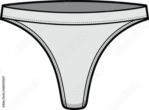 Vector illustration of women underwear, minimal design thong template, fashion clothing mockup, lingerie garment flat icon, stylish apparel isolated.