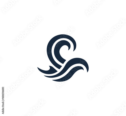 Dark blue abstract water waves graphic