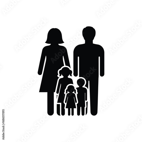 A family of four, including parents and two children, standing together as a symbol of love, unity, and togetherness