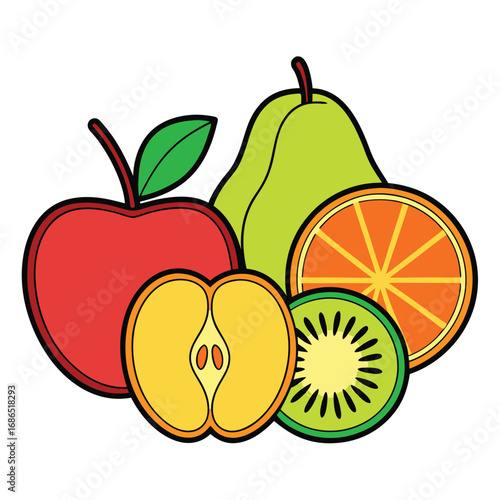Colorful Fresh Fruit Medley A Vibrant Still Life Composition Bursting with Natural Flavors and Visual Appeal