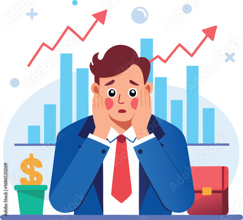 Vector of Investor Stressed Over Market Loss