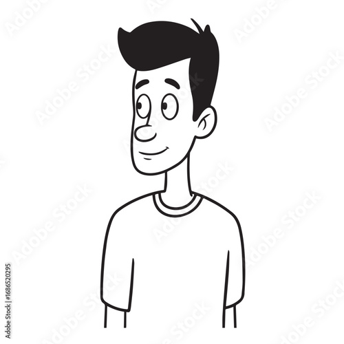 Handsome Man Black and White Illustration Vector Image Male Portrait Fashion Sketch Line Art Design