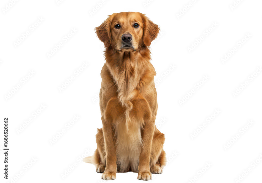 Fototapeta premium Golden retriever dog sitting isolated on transparent background