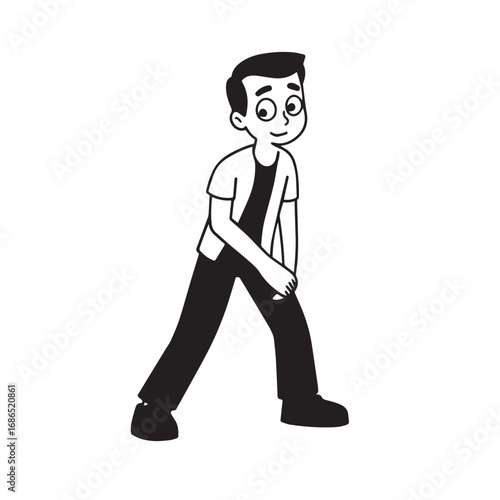 Handsome Man Black and White Illustration Vector Image Male Portrait Fashion Sketch Line Art Design