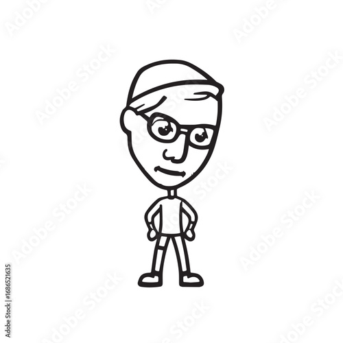 Handsome Man Black and White Illustration Vector Image Male Portrait Fashion Sketch Line Art Design