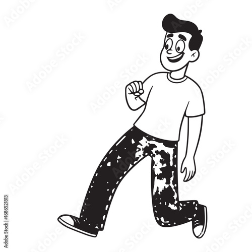 Handsome Man Black and White Illustration Vector Image Male Portrait Fashion Sketch Line Art Design