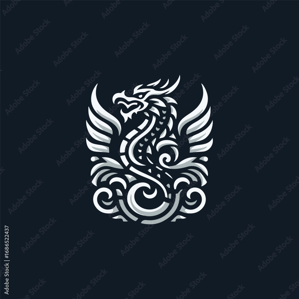Obraz premium Ornate Dragon Emblem Logo