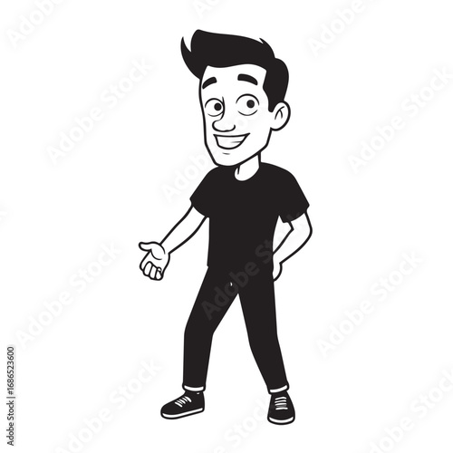 Handsome Man Black and White Illustration Vector Image Male Portrait Fashion Sketch Line Art Design