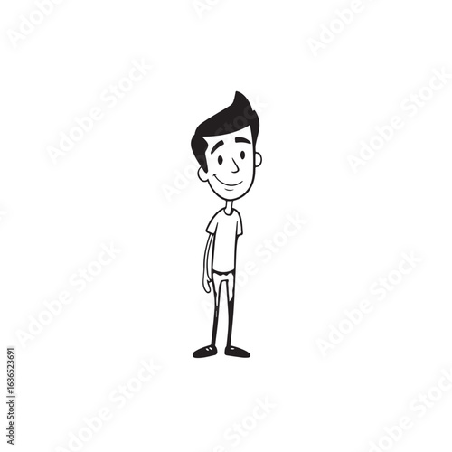 Handsome Man Black and White Illustration Vector Image Male Portrait Fashion Sketch Line Art Design