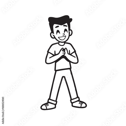 Handsome Man Black and White Illustration Vector Image Male Portrait Fashion Sketch Line Art Design
