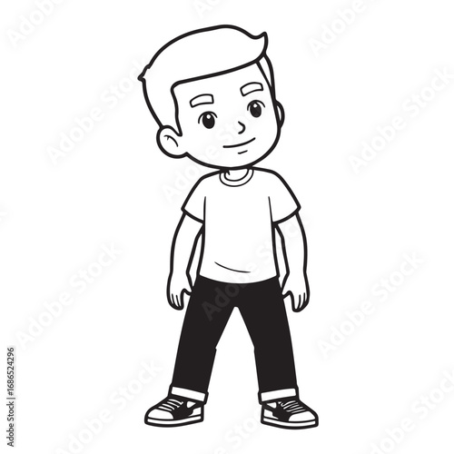 Handsome Man Black and White Illustration Vector Image Male Portrait Fashion Sketch Line Art Design