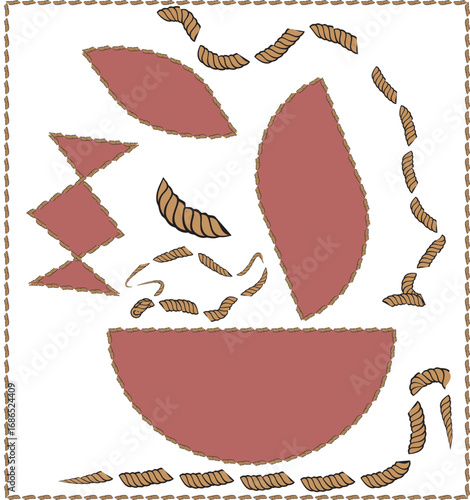 Abstract Geometric Shapes and Sewing Pattern Vector Illustration