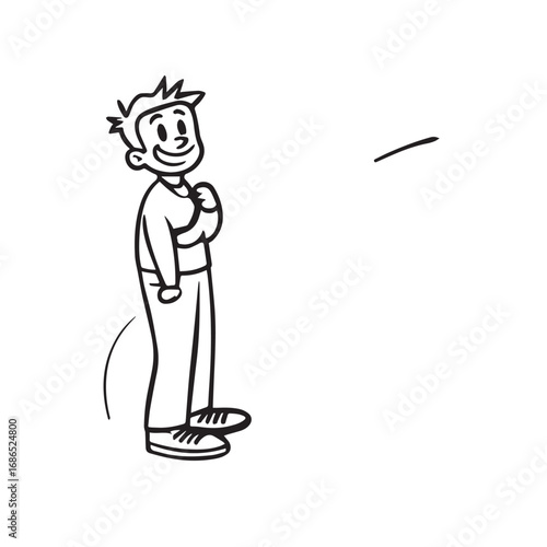 Handsome Man Black and White Illustration Vector Image Male Portrait Fashion Sketch Line Art Design