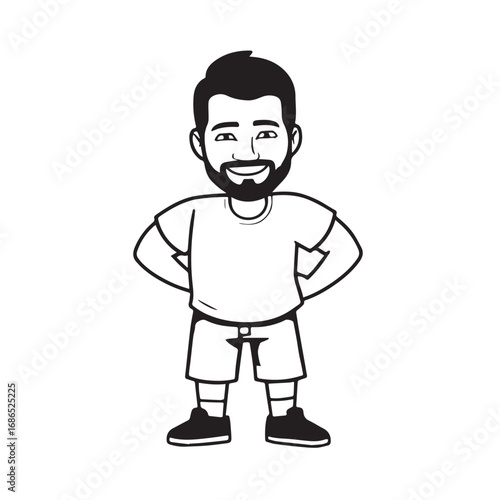 Handsome Man Black and White Illustration Vector Image Male Portrait Fashion Sketch Line Art Design