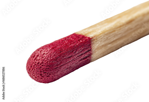 Close-up of a match head, vibrant crimson red