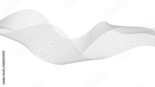 Abstract wave element for design. Digital frequency track equalizer. Creative line art. Grey waves with lines. Vector waves. Curved wavy line, smooth stripe.
