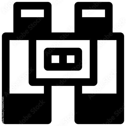 Binoculars. Outlined stroke vector icon with black-filled details.