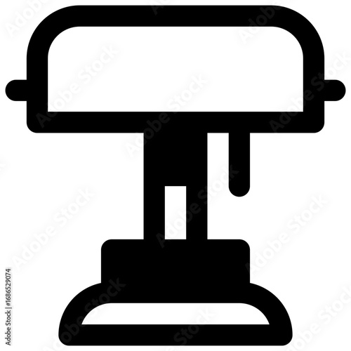 Desk lamp. Outlined stroke vector icon with black-filled details.