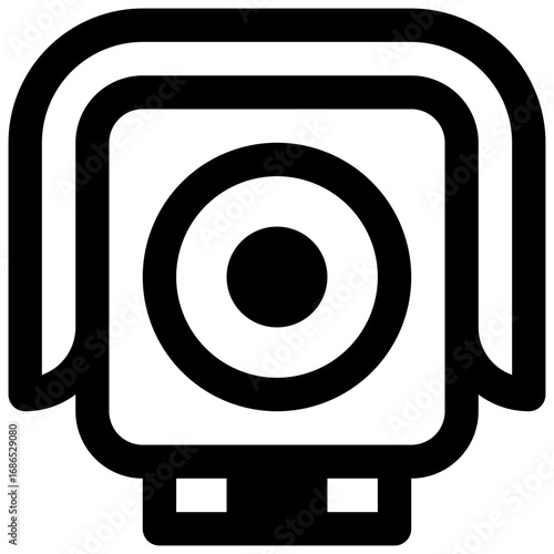 CCTV. Outlined stroke vector icon with black-filled details.