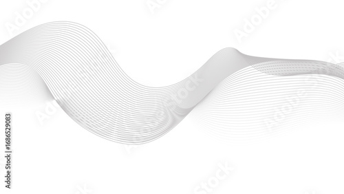 Abstract wave element for design. Digital frequency track equalizer. Creative line art. Grey waves with lines. Vector waves. Curved wavy line, smooth stripe.
