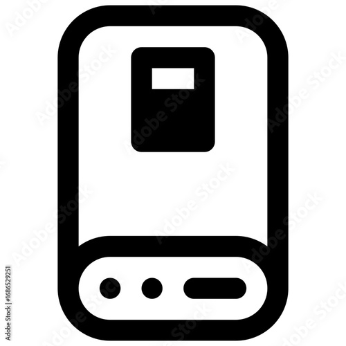 Power bank. Outlined stroke vector icon with black-filled details.