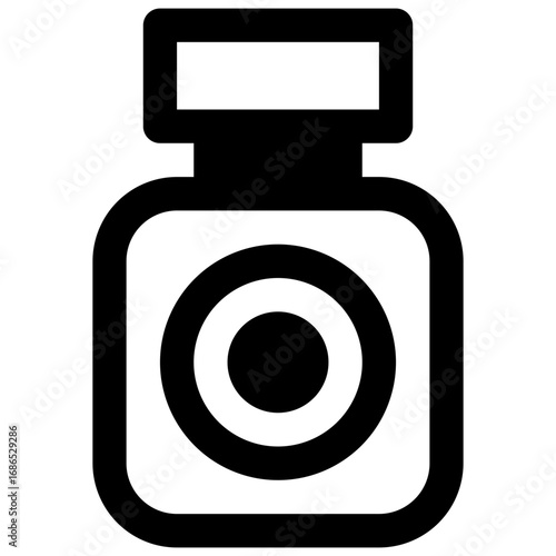 Spy camera. Outlined stroke vector icon with black-filled details.