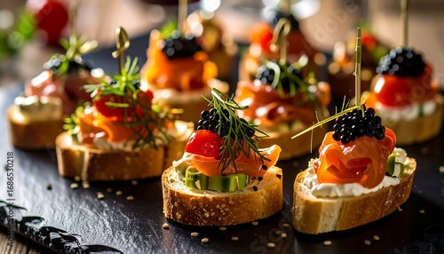 Elegant salmon canap?s, perfect for parties