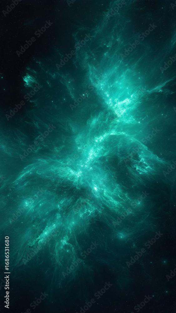 Fototapeta premium 鮮やかな色彩で描かれた星空と銀河の抽象アート