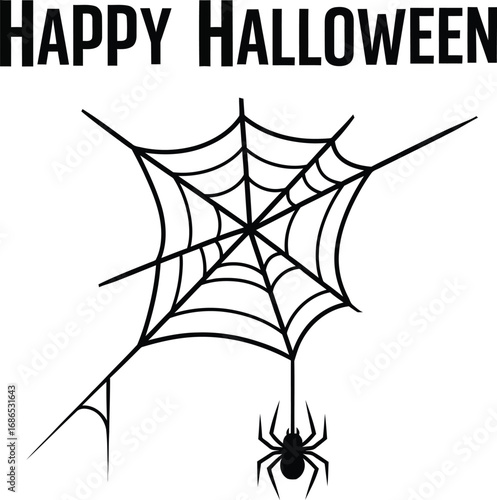 Happy halloween spiderweb vector illustration, a spooky design for your halloween greetings and invitations