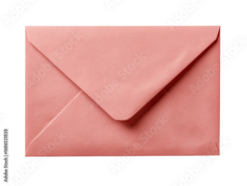 A blush-pink envelope, closed and ready to mail