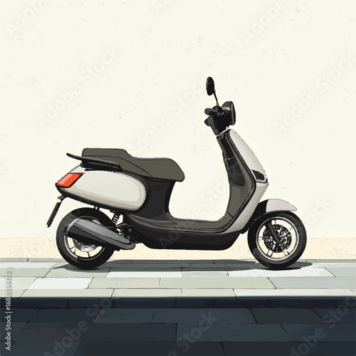 Modern Electric Scooter on Pavement with Detailed Design and Aesthetics