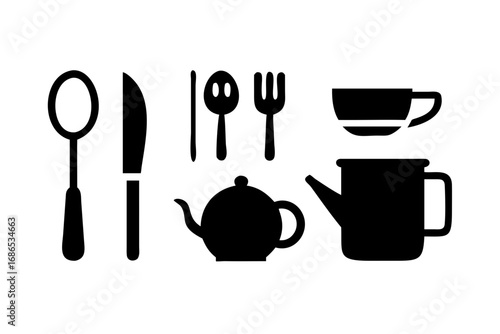 Kitchenware and tableware icons for cooking