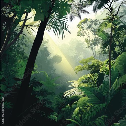 Mystical Tropical Rainforest Landscape.
