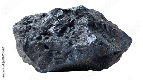 black basalt stone isolated on white